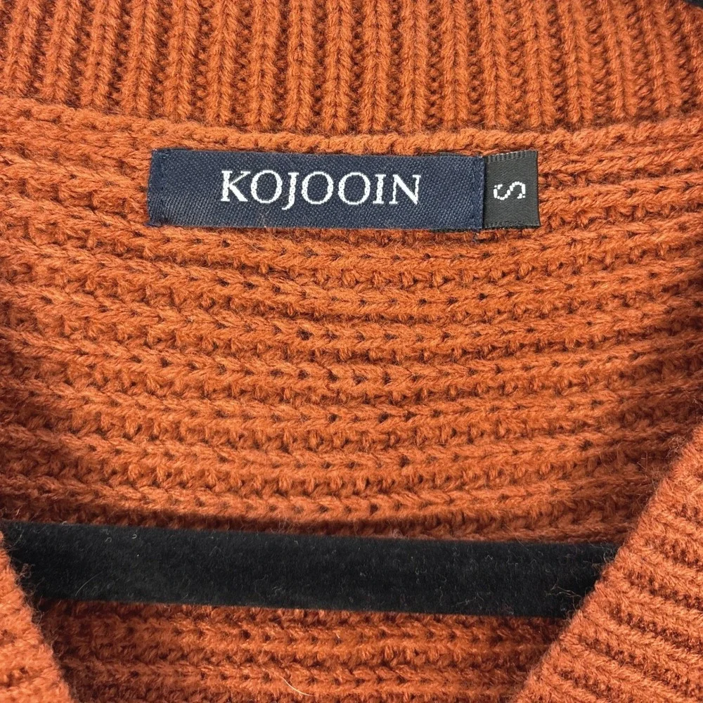 Kojooin Button Front Cardigan Women's Small Rust Knit Sweater‎ Casual Cozy Fall